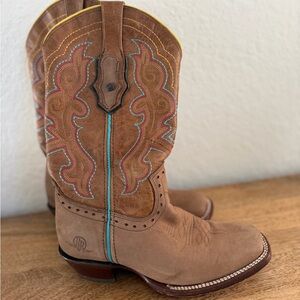 GOLD RUSH Tan Brown Square Toe 100% leather cowhide Cowboy Cowgirl Boots sz7